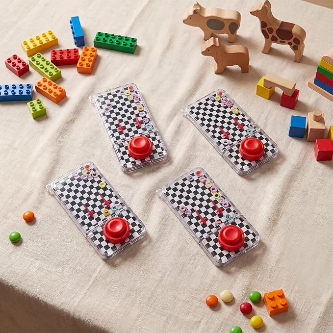 12 Pcs Race Car Party Favors for Kids Handheld Water Games Water Ring Toss Toys, Black and White Checkered Birthday Party Favors Goodie Bags Stuffers Return Gifts Classroom Prize Rewards