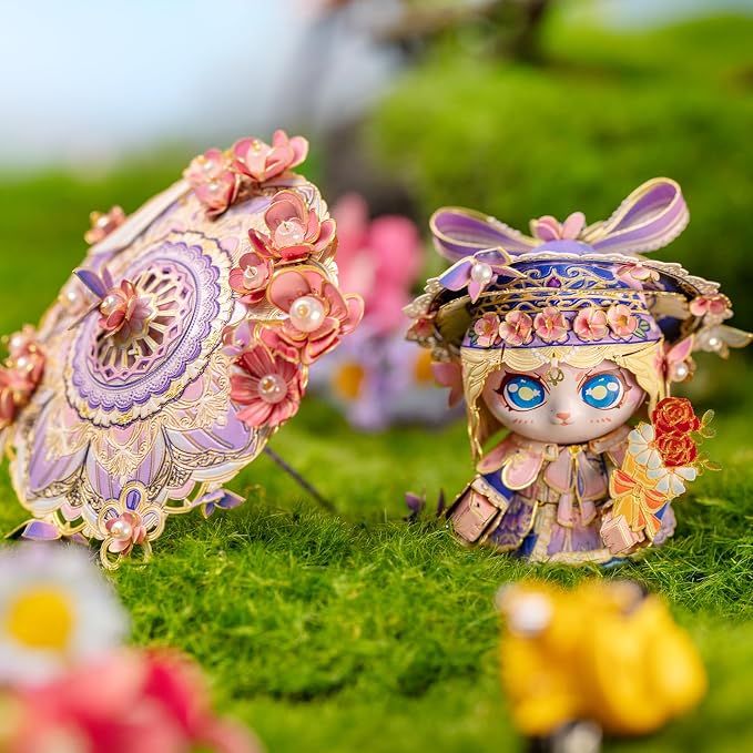 MU 3D Metal Puzzles for Adult Flower Lady Cat Figures Model Kitty Assembling, Metal Models Kits Miniature Building, Hobby Birthday New Year Gifts Home Desk Decor Collectibles