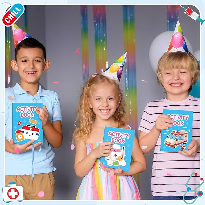 Bulk Medical Activity Books for Kids - 48Pcs Medical Mini Games Coloring Book Set Doctor Nurse Theme Coloring Booklet Include Mazes Word Search Word Scramble Games for Classroom DIY Art Party Favors