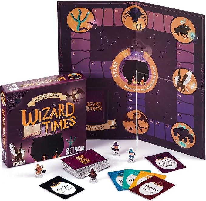 Wizard Times Multiplication Game - Math Games for Kids 8-12 - Fun Multiplication Board Game for Learning Times Tables 0-12 - Math Facts Games for 3rd 4th 5th Grade