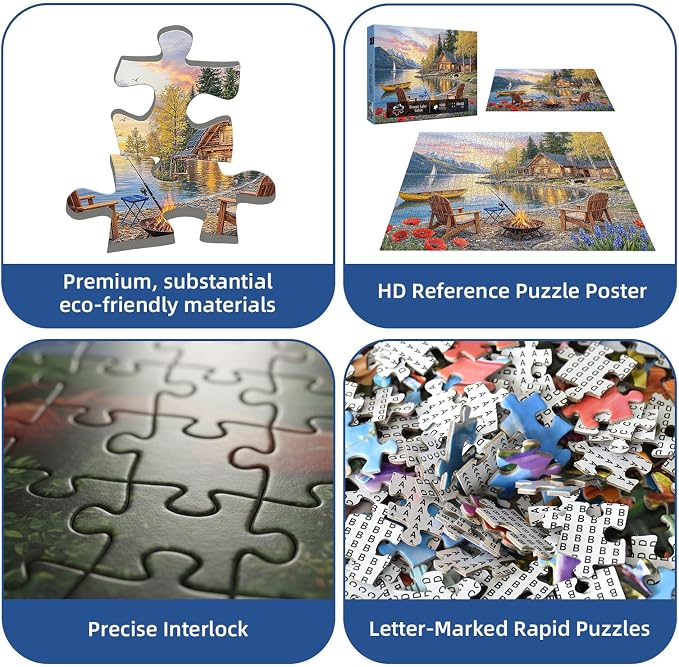 Sunset Lake Cabin Puzzles for Adults 1000 Pieces,Challenging Jigsaw Puzzles for Adults 1000 Pieces,Difficult Impossible Puzzle for Family Game Night,Gifts for Parents Mother's Father's Day