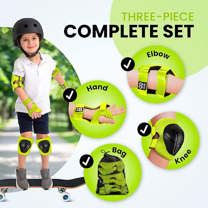 99FLIPS 6pcs Complete Set 3-12 Years- Knee Pads Elbow Pads and Wrist Guards for Kids and Toddler