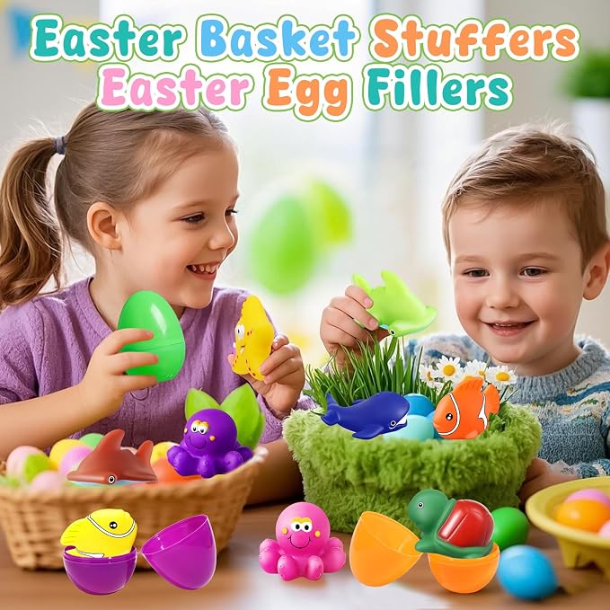 Color Changing No Hole Bath Toys for Kids, Toddler Bath Toys for Water Table Sea Creatures Pool Water Toys Bathtub Beach Sea Animal with Drying Bag