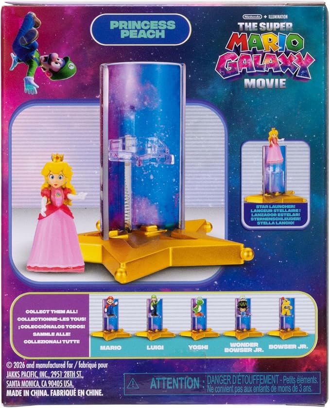 The Super Mario Galaxy Movie – 1.5” Mini Figures with Star Launcher Accessory 6-Pack Bundle - Includes Mario, Luigi, Yoshi, Princess Peach, Bowser Jr., and Wonder Bowser Jr.