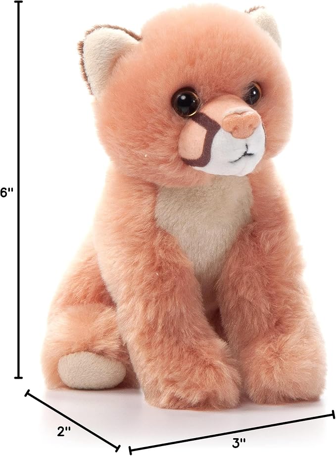 The Petting Zoo Mountain Lion Stuffed Animal Plushie, Gifts for Kids, Wild Onez Babiez Wildlife Animals, Lion Plush Toy 6 inches