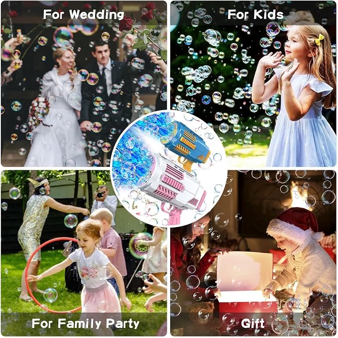 Bubble Machine Automatic Bubble Gun, Summer Beach Bubbles Blower Outdoor Kids Toys for Boy Girl Age 3 4 5 6 7 8 9 10 11 12 Year Old, Birthday Wedding Party Christmas Favors(No Dip)
