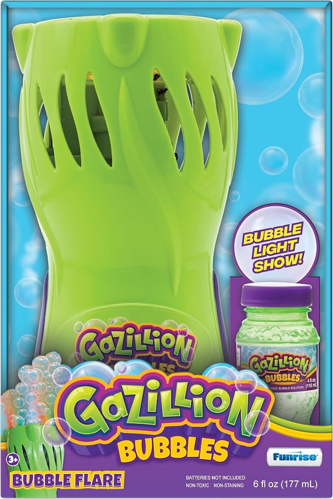 Gazillion Bubbles, Bubble Flare Bubble Making Machine - Realistic Fireworks Lights and Sounds - Instant Bubble Creation - Outdoor Toy for Kids - 4 oz. Bubble Solution Included - Ages 3+
