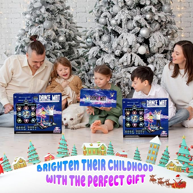 Dance Mat, 2026 Light Up 8-Button Dance Pad with Wireless Bluetooth, Upgraded Flowing Light Control System with Stands, Kids Toys Music Games Birthday for 3-12 Year Old Boys Girls