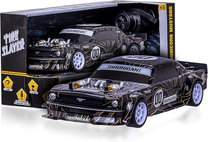 Hoonigan Mustang Remote Control RC Car for Kids – 3.7V, 2.4 GHz, Detailed Replica Design, USB Rechargeable Battery Included, 1:16 Scale, 150 ft Range, 6 Mph