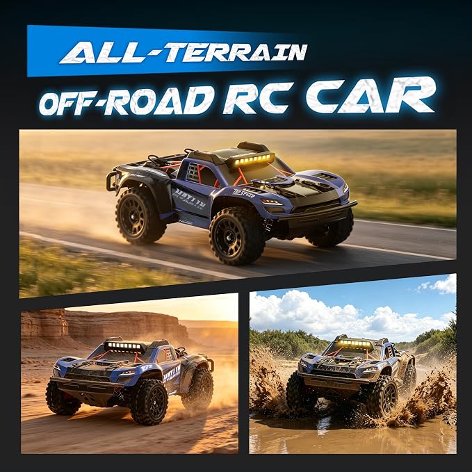 Hosim 1/14 Brushless RC Car for Adults 60KM/H, Fast Hobby RC Trucks 4WD Off Road RC Car for Kids, All Terrain Electric Remote Control Car, Waterproof RC Short Course Truck Toy Gift for Boys Age 8+