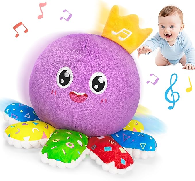 GMAOPHY Baby Toy for 6-12-18 Months – Interactive Crawling Octopus Plush Toy with Music & Sound, Dancing, Tummy Time Toy & Motor Skills Development, for 1 2 3 Year Old Boys & Girls, Birthday Gift