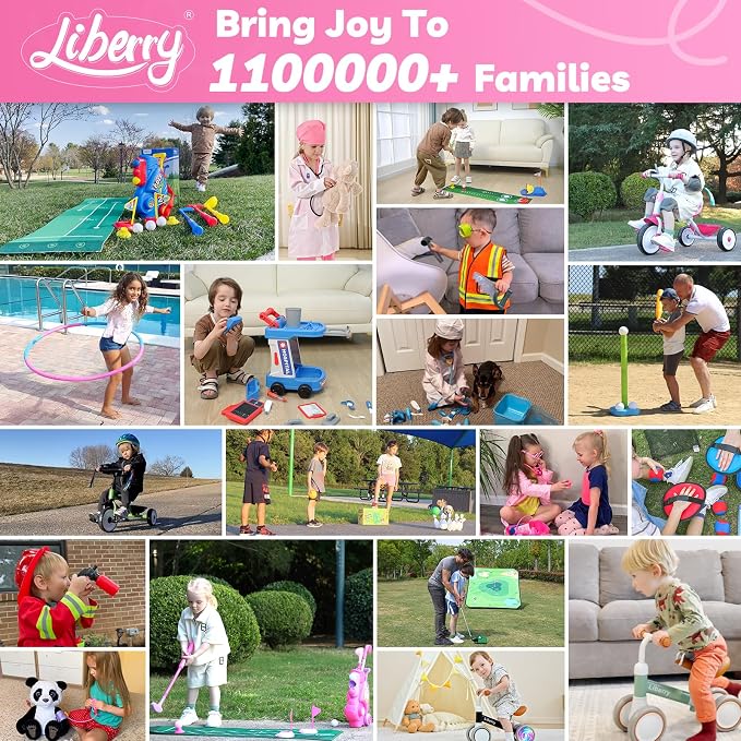 Liberry Doctor Kit for Toddlers Ages 3 4 5, Pretend Kids Doctor Playset with Cart, Costume and Stethoscope, Role Play Medical Toys Birthday Gift for Girls Boys (Pink)