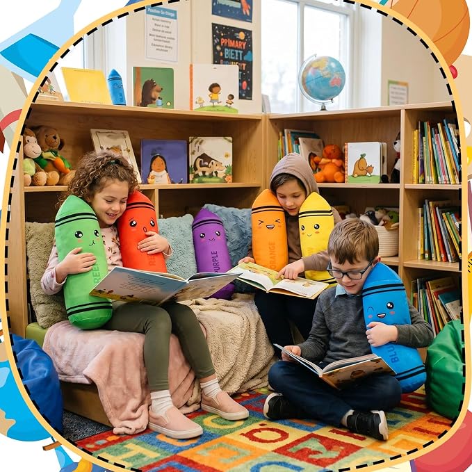 Soulchen 8 Colors Crayon Plush Toy for Kids Classroom 11.8 Inches Crayon Decoration Back to School Pillow Toddler Preschool Reading Room Decor
