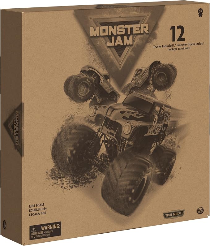 Monster Jam, Official 12-Pack of 1:64 Scale Die-Cast Monster Trucks for Boys and Girls, Kids Toys for Ages 4 and Up, Amazon Exclusive