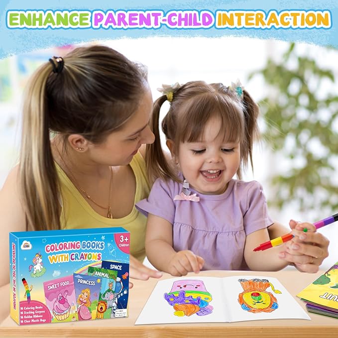 ZMLM 48 Pack Coloring Books for Kids with Crayons,Graduation Party Favors for Kids 4-8, Goodie Bags Stuffers for Toddlers, Classroom Prizes Birthday Return Gifts (Party)