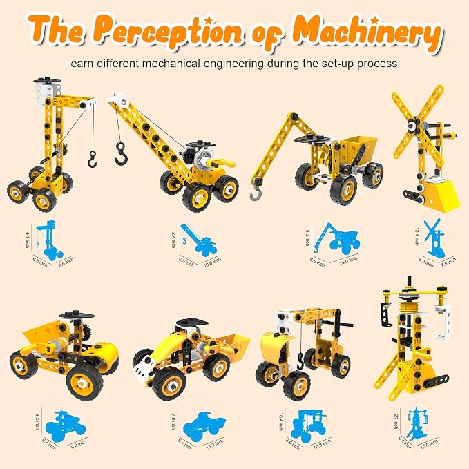 HOMETTER STEM Building Toys, 10 in 1 Construction Set for Preschool Kids, Educational Creative Games Holiday Idea Gift for 5+ Years Old, Stem Activities for Kids Ages 4-8 5-7 6-8 Boy Birthday Gifts