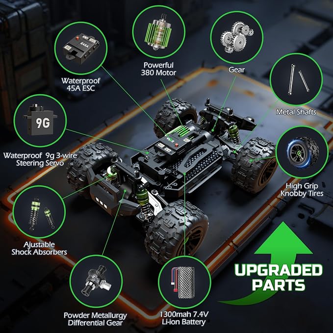 36KMH 1:18 Remote Control Car RC Cars Truck for Adults Boys Age 8-12 Kids, All Terrain 4X4 High Speed Fast Off-Road Electric Vehicle,Full Proportional Synchronous Control System 2.4GHz