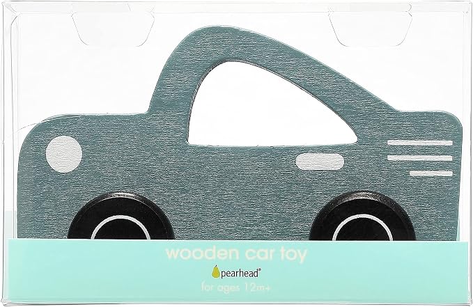 Pearhead Montessori Wooden Car Push Toy, Rolling Developmental Toy for Babies and Toddlers 12+ Months