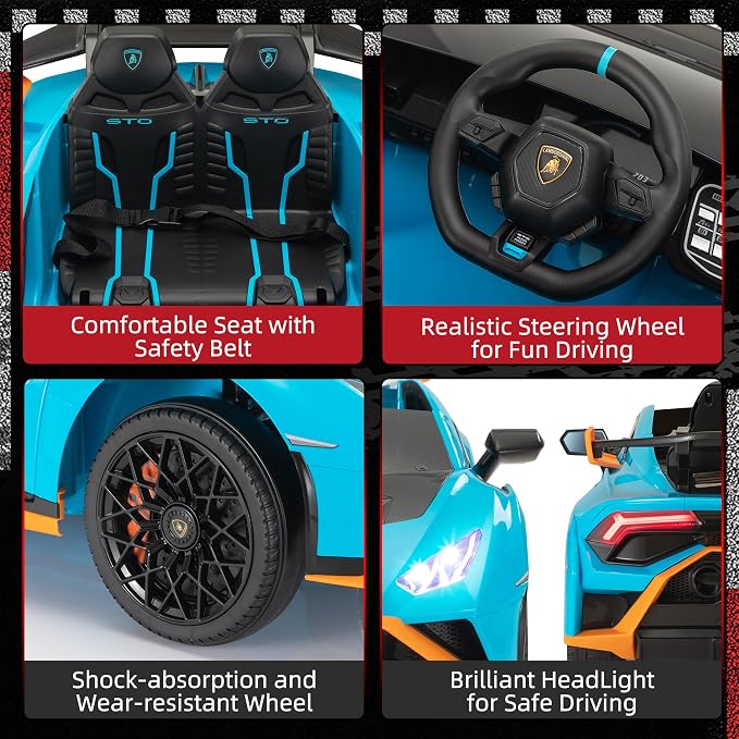 Lamborghini Kids Car TOBBI 12V Ride on Toys with Parental Remote Battery Powered Children Motorized Vehicles for Kids to Drive Lambo Ride on for Toddlers 3-8, Blue