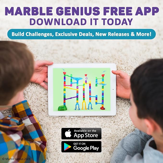 Marble Genius Marble Run Extreme Set, STEM Toys & Maze Construction Building - 300 Translucent Track Pieces & Glass Marbles for Family, Kids Toddlers Ages 4-8 - Fun Holiday Creative Gifts