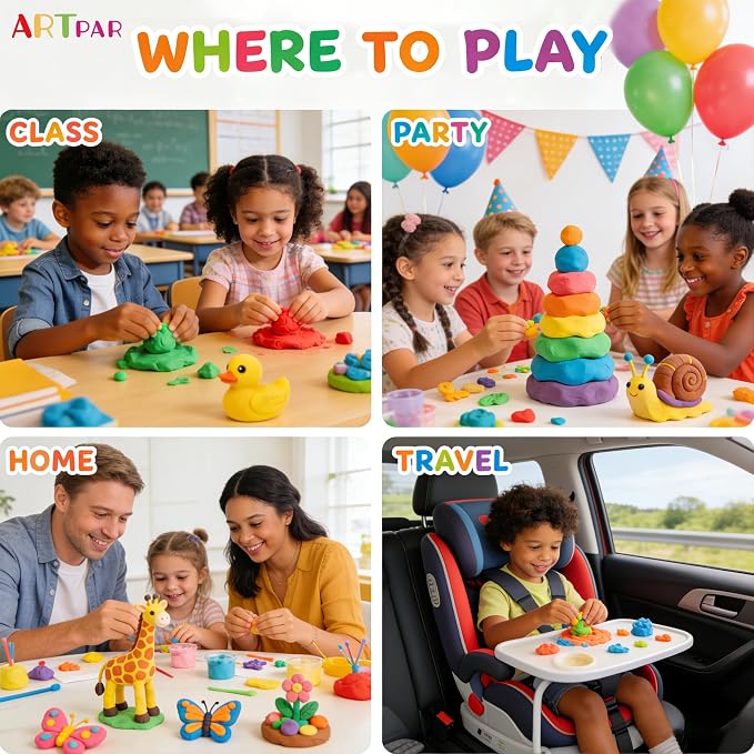 ARTPAR Air Dry Clay 156 Colors,Modeling Magic Clay for Kids Bulk Kit, Soft & Non Sticky,Non-Toxic Art and Crafts Supplies for Classroom Projects, Creative Toys Family Party Games for Boys & Girls