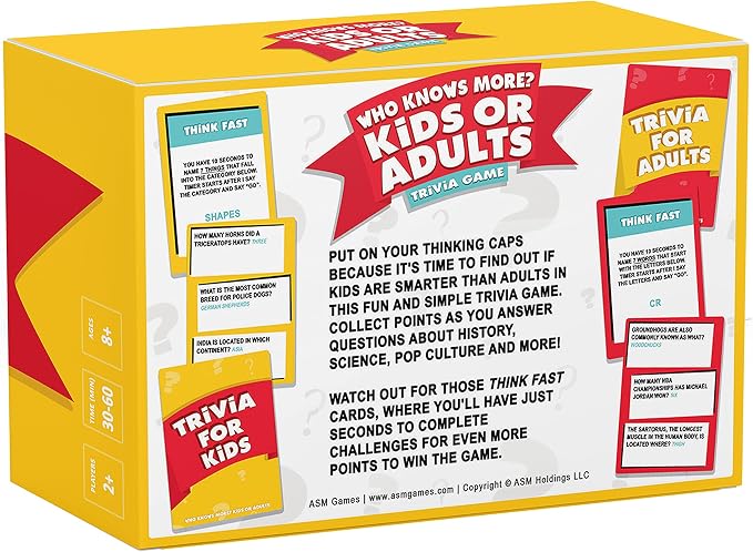 Who Knows More? Kids or Adults, The Ultimate Trivia Game for Kids, Teens and Adults - A Fun Family Party Game