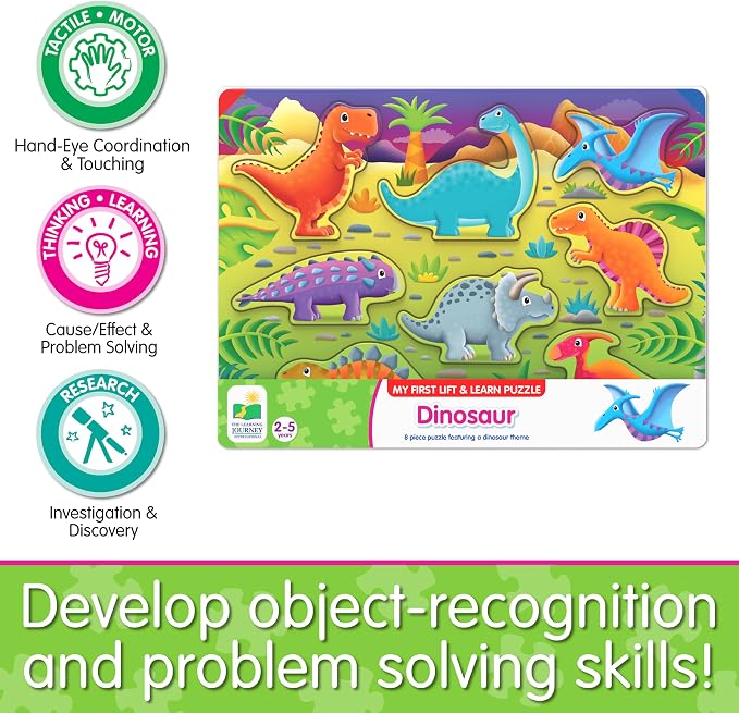 The Learning Journey: My First Lift & Learn - Dinosaurs – Early Active Puzzle Intellectual Development - Boys & Girls Puzzle Play Toddler Toys & Gifts for Ages 2-5 Award Winning
