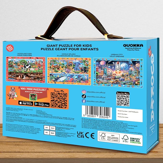QUOKKA Giant Floor Puzzles for Kids Ages 4-6 – 2x3 Ft Search and Find Jumbo Jigsaw Puzzles for Kids Ages 3-5 – 48 Above and Beyond Future City Scene for 4-8 yo – Toy with Gift Box for Toddlers