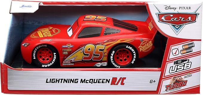 Jada Toys Pixar Cars 1:24 Lightning McQueen RC Remote Control Car 2.4 GHz Red Toys for Kids