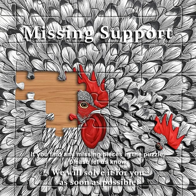 Impossible Puzzle for Adults 1000 Pieces, PICKFORU Funny Chicken Puzzle Abstract Art, Animal Rooster Jigsaw Puzzle Black White