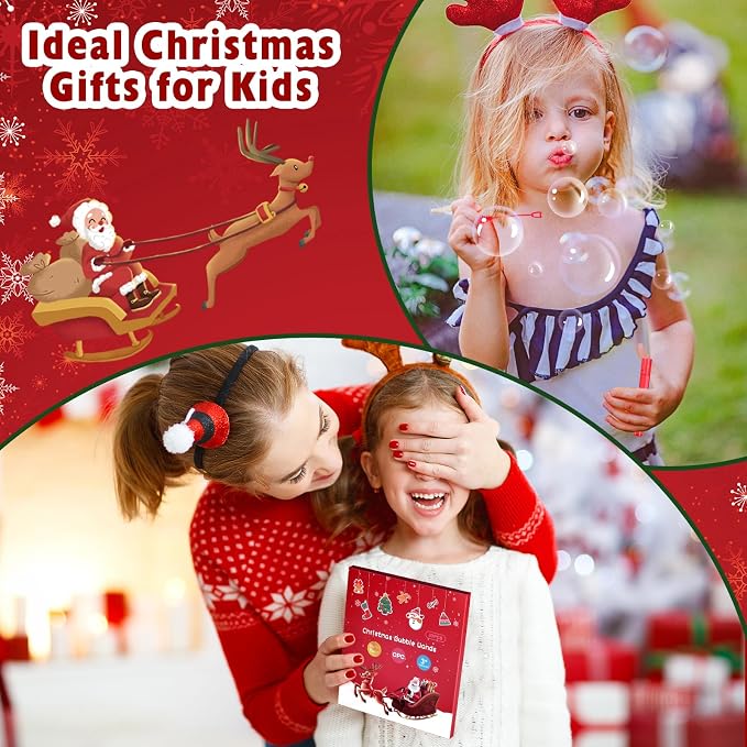 Christmas Party Favors Mini Bubble Wands for Kids 30PCS Christmas Stocking Stuffers Goodie Bags Stuffers Small Bubbles in Bulk for Classroom Prizes Outdoor Toys Student Gifts for Toddlers Girls Boys