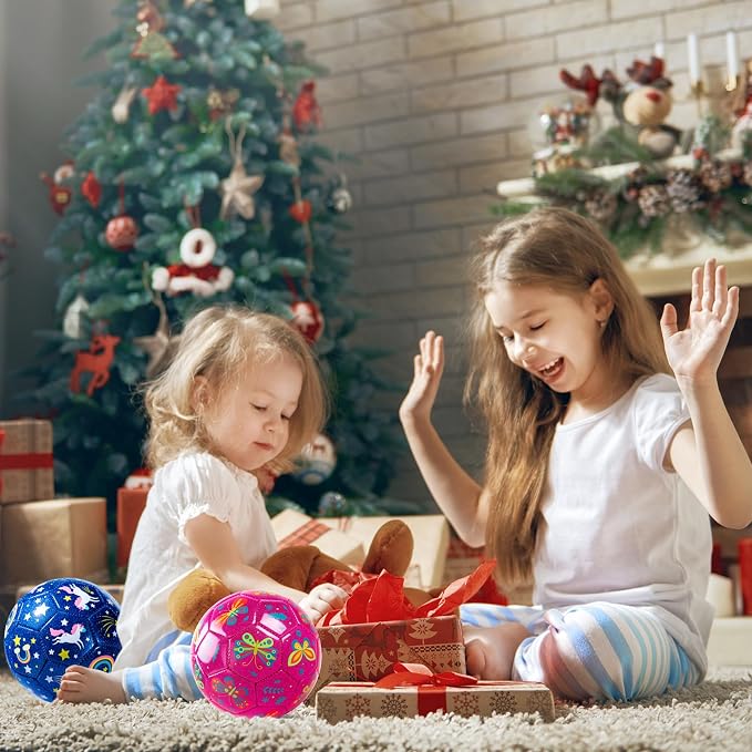 INPODAK Soccer Ball Size 3 Size 2 for Toddlers Kids 1-3 3-8, 1 or 2 Pack Cartoon Small Dinosaur Unicorn Soccer Ball Gifts for Girls Boys, Indoor Outdoor Sports Play Toys Birthday Gifts with Pump