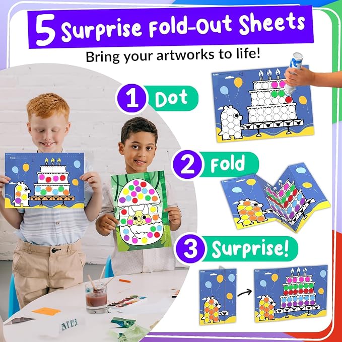 Chalkola 8 Washable Dot Markers for Toddlers | with 20 Page Coloring Activity Book Kit, Bingo Daubers | Preschool Paint Dot Art Set - Toddler Arts and Crafts Supplies for Kids Ages Above 3 Years Old