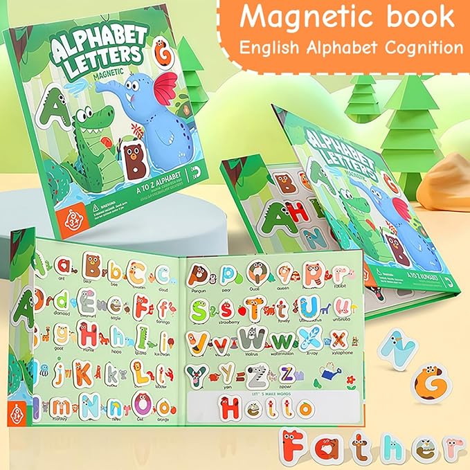Upgrade Magnetic Letters Book for Kids, 78 PCS Magnetic Alphabet Letters, Uppercase & Lowercase ABC Magnets for Toddlers 1-3 Learning, Preschool Classroom Must Haves