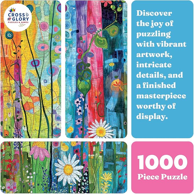 Cross & Glory - City Garden Rainbow Retreat - 1000 Piece Jigsaw Puzzle for Adults | Whimsical Flower Garden Cityscape | Vibrant Colors | Ideal for Puzzle Enthusiasts and Nature Lovers | Flower Puzzle