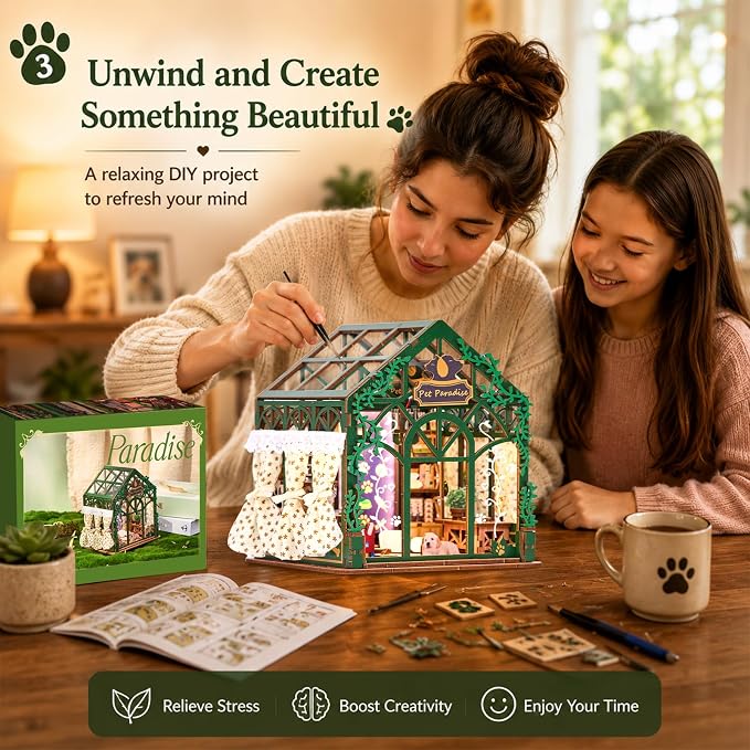 TOYQI Mini House Kit, DIY Miniature Dollhouse Book Nook Kits for Adult | 3D Wooden Puzzle Booknook with LED Light, Diorama Building Home Decor Gifts for Family Lovers