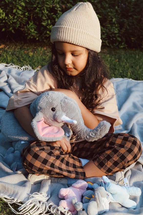 OUOZZZ Elephant Stuffed Animal with 4 Sensory Babies Plush Toy Set 14" x 6.3"