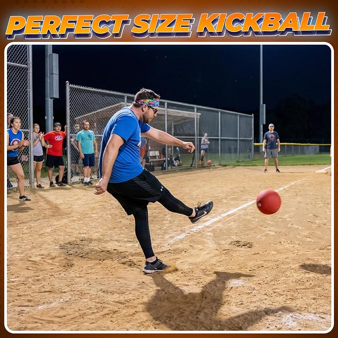 10 Inch Red & Blue Kickball Set - (2-Pack) with Pump - Large Playground Balls for Kids, Teens & Adults - Gym Sports Balls for Kickball, PE, Recess, Four Square & Backyard Games