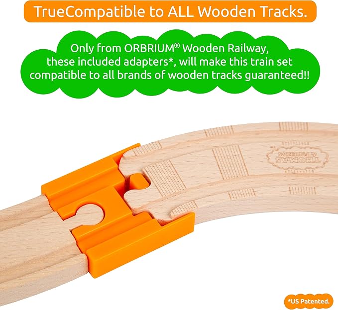 Wooden Train Set Kids Lift & Load Magnetic Crane Helicopter Semi Truck Shipping Containers Diesel Engine STEM Construction Playset Compatible with Thomas Brio Wooden Railway Toy for Toddlers Starter