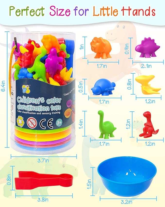 Yetonamr 48 Pcs Counting Dinosaurs Montessori Toys for 3 4 5 Years Old Boys Girls, Toddler Preschool Learning Activities Toy for Kids Ages 3-5, 4-8, Birthday Gifts Sensory Toys