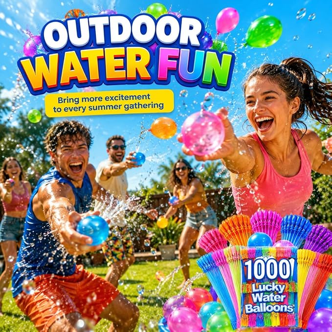 999Pcs Self-Sealing Water Balloons, Colorful Quick Fill Water Balloons for Outdoor Events, Summer Outdoor Water Toys for Pool Party, Backyard Games, Beach, Birthday Party and Family Fun