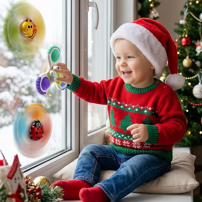 Baby Insect Suction Cup Spinner Travel Toys for Kids Ages 1-3, Fidget Spinner Toys for 1 Year Old Boy Girl 12 Months, Sensory Bath Toy for Toddlers Infants Birthday Gifts