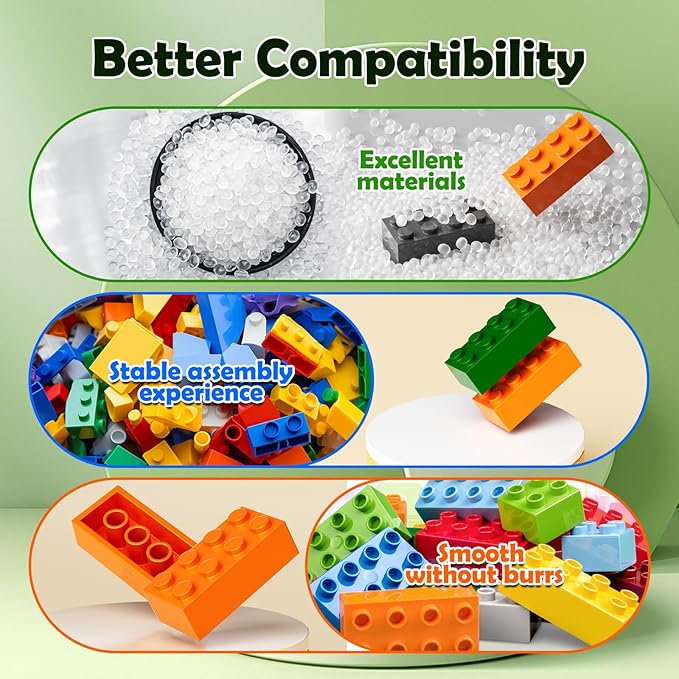 360 Piece White Classic Building Blocks Bulk, 7 Sizes Building Bricks Assortment Pack, Compatible with Lego Parts and Pieces (White)