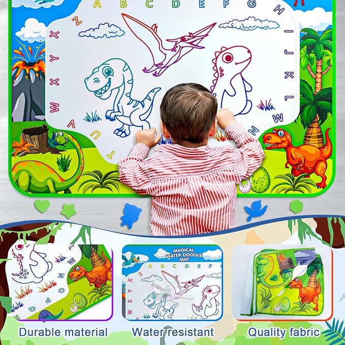 Water Doodle Mat, 40 x 32 Inch Mess Free Drawing Mat, Educational Toy for 3 4 5 6 7 8 Years Old Boys Girls, Neon Color Mat Doodle Board Writing Drawing Toys Holiday Christmas Birthday Gifts