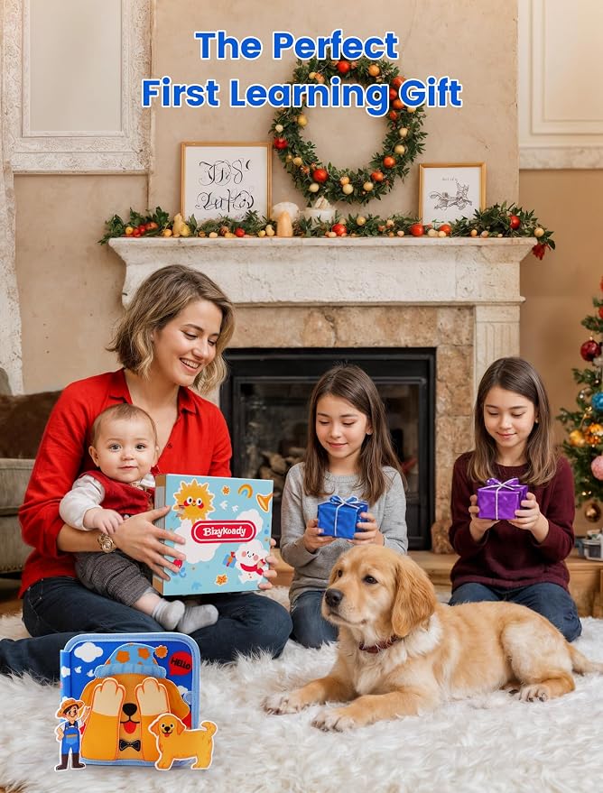 BizyKoady Montessori Busy Book for Toddlers 1-3, Felt Busy Board Dog Theme | Montessori toys, learning activity, Travel Toys, Fine motor, Independent quiet play, Soft felt, Boy Girl gift, CPC 12m+
