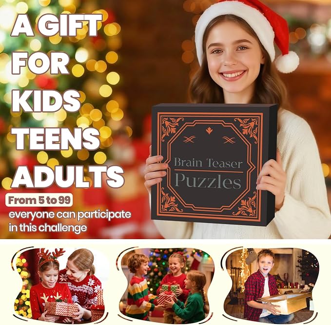 Wooden Brain Teaser Puzzles for Adults Teens - Brain Teaser Puzzles with Wooden Box 3D Puzzle Game Toys for Adults Teens - Unlock Interlocking Puzzle Adults Teens IQ Education Smart Toys