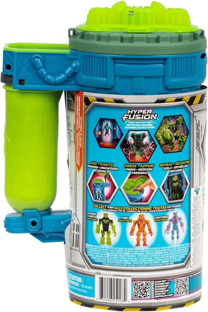 MrBeast Lab Hyper Fusion Mutators, Experiment & Create The Atomic Earth Panther, Add Mutation Fluid, Press The Fingerprint Scanner & Reveal The Panther, Over 20 Points of Articulation, Collect All 3