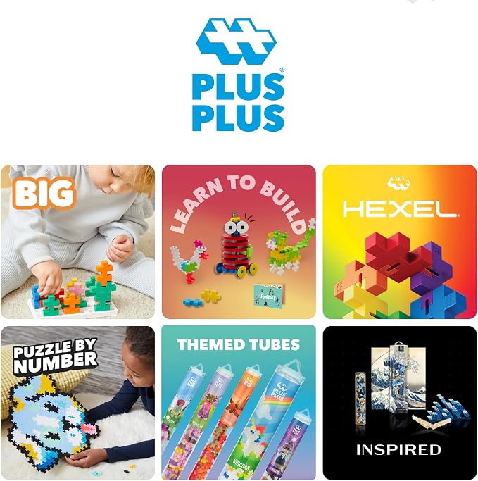 PLUS PLUS Glow in the Dark Mix Tube - Mini Interlocking Building Blocks Set, Stem Toys for Kids - Sensory Bin Fillers/Math Manipulatives Classroom Must Haves Gifts for Boys & Girls