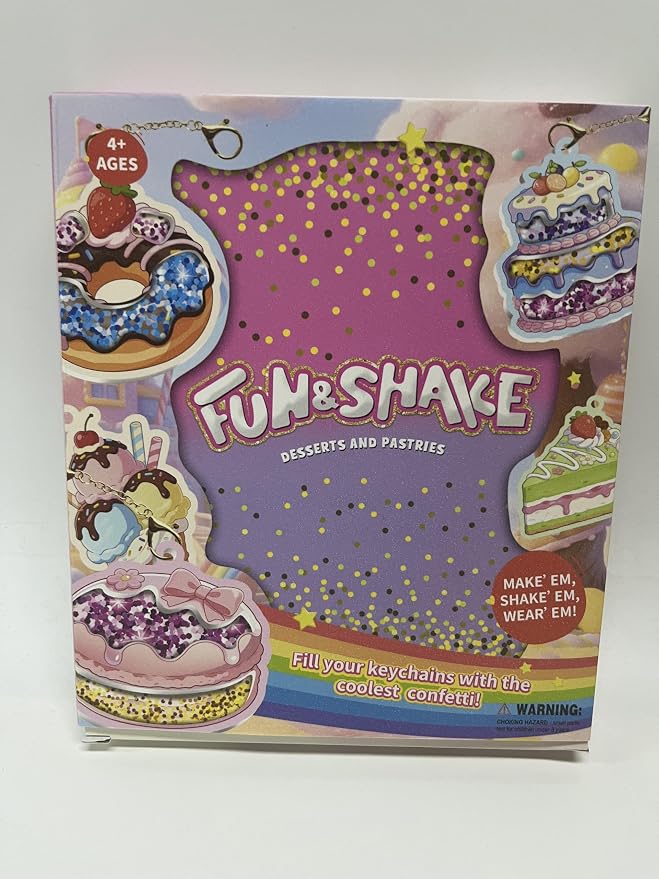 MZYTOZA Shake-its DIY Glitter Craft Kit with Keychains for Kids | Unicorn and Princess Art & Craft Activity | Creative Travel Toy, Party Favors & Valentine's Gift for Ages 4-9 (Purple-Pink)