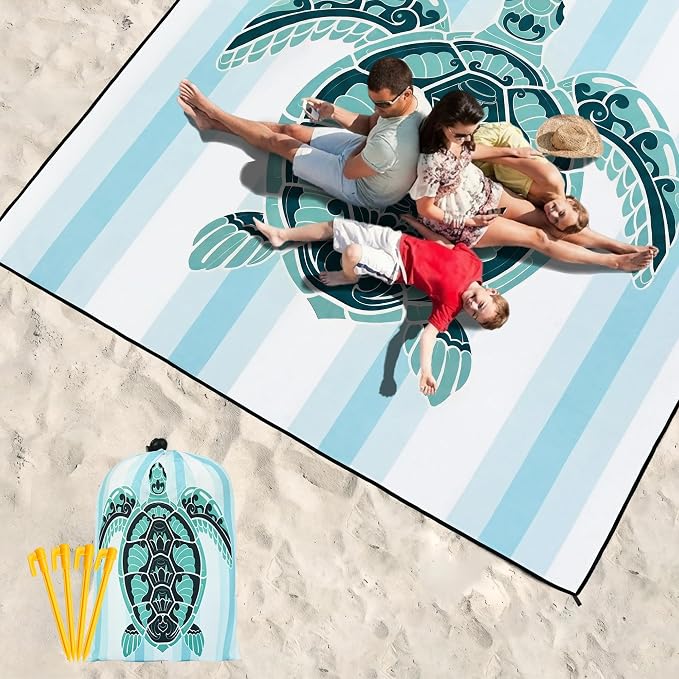 HIHOHO Beach Blanket Waterproof Sandproof Extra Large Beach Mat 79" X 83"/120"x108"for 1-8 Adults Quick Drying Durable Outdoor Picnic Mat for Beach Travel Camping Hiking